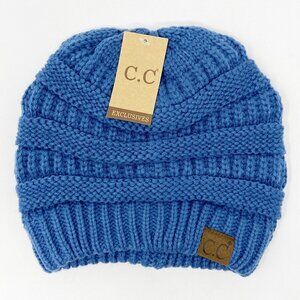 CC | Classic Beanie Dark Denim Blue Knit Stocking Cap Hat